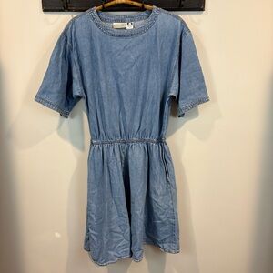 Vintage 90s Coldwater Creek Elastic Waist Denim Dress with Pockets Size Medium